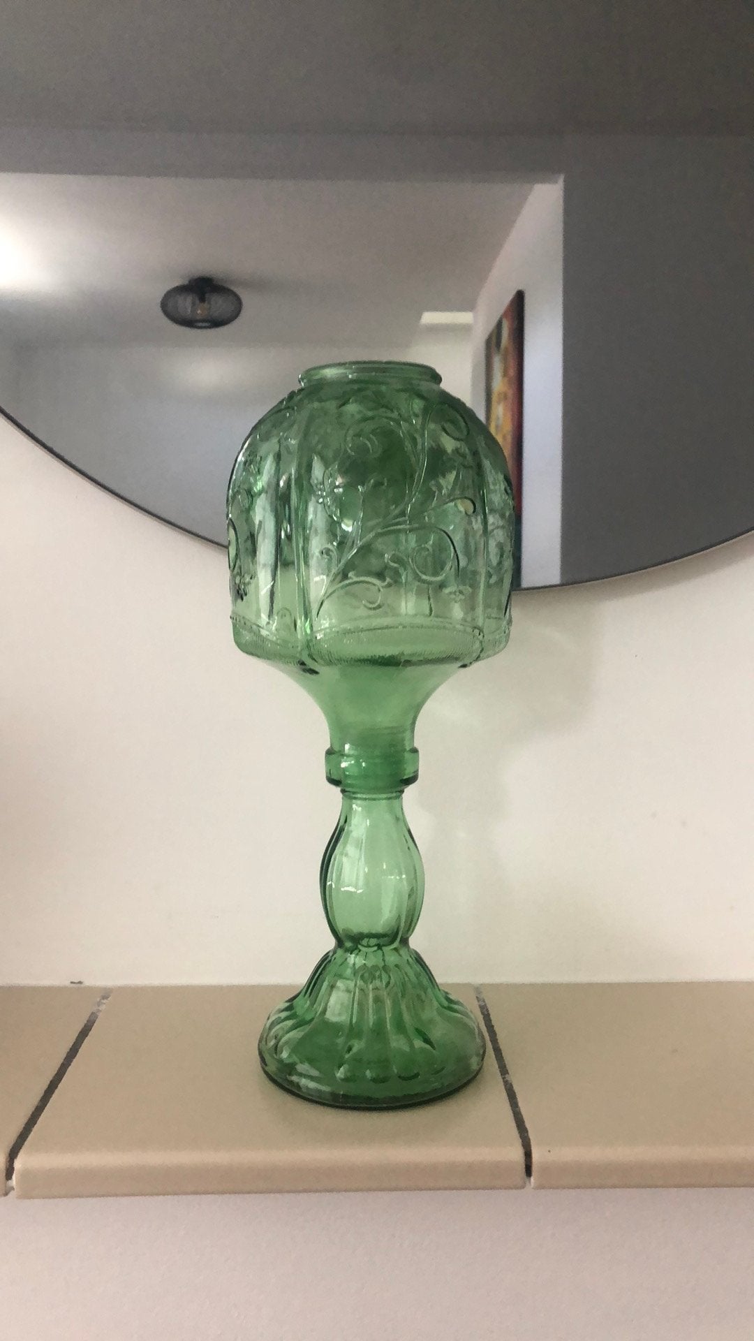 Vintage Italië Empoli groene lamp kandelaar ivm verhuizing, Ophalen