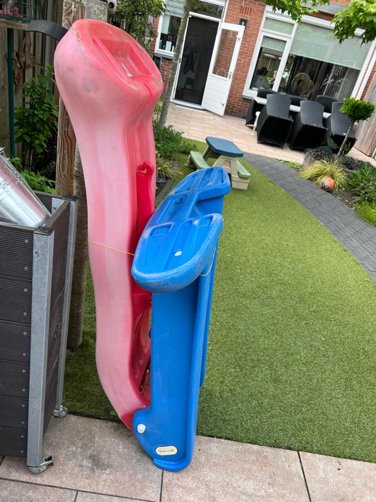 Glijbaan voor kinderen - rood en blauw, Ophalen, Gebruikt, Glijbaan