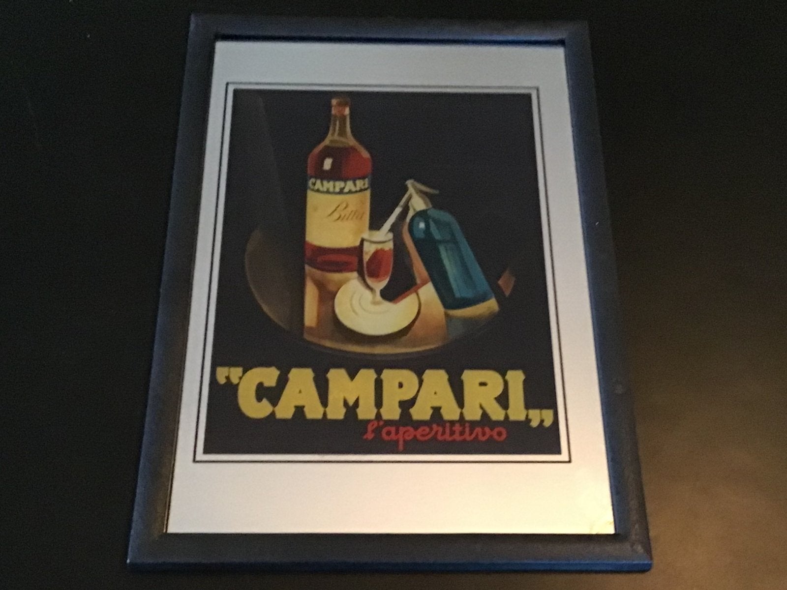 Fraaie Campari reclame spiegel - Uitstekende staat 22x32 cm, Antiek en Kunst, Antiek | Spiegels, Ophalen of Verzenden, Rechthoekig