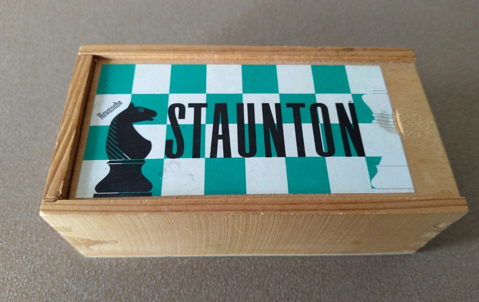♟️Vintage Staunton schaak stukken in houten kistje-Schaken, Een of twee spelers, Verzenden, Nieuw, Staunton