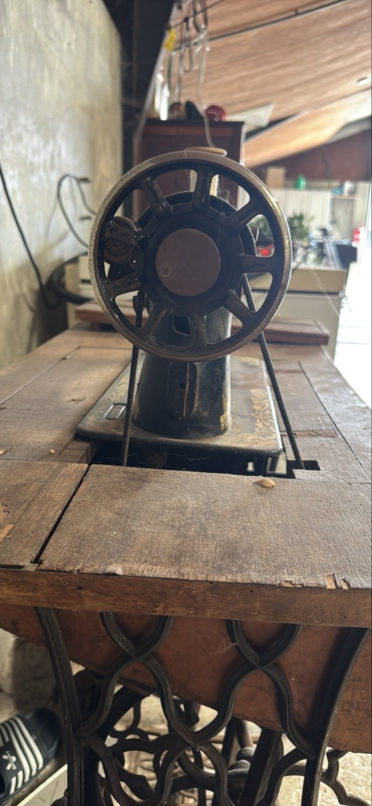 Antieke Singer Naaimachine met Houten Tafel, Ophalen of Verzenden