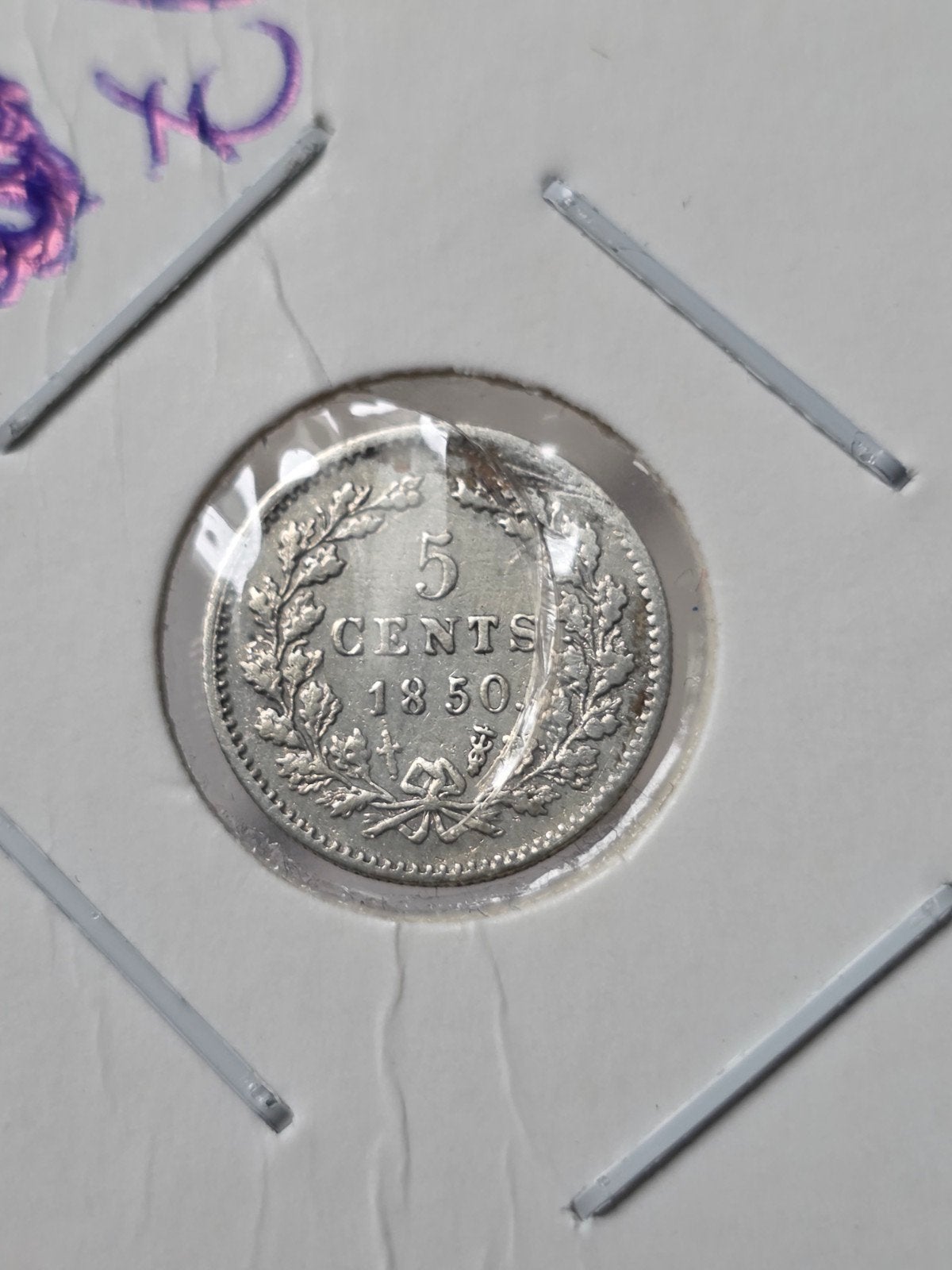 5 cent 1850 Nederland, Koning Willem III, Verzenden, Zilver, Losse munt