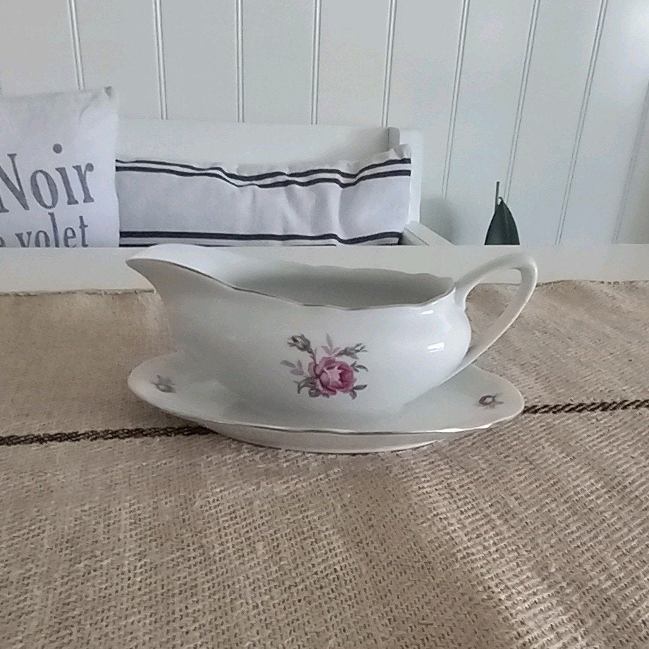 Vintage Sauskom MZ Tsjechoslowakije met Roosmotief, Ophalen of Verzenden