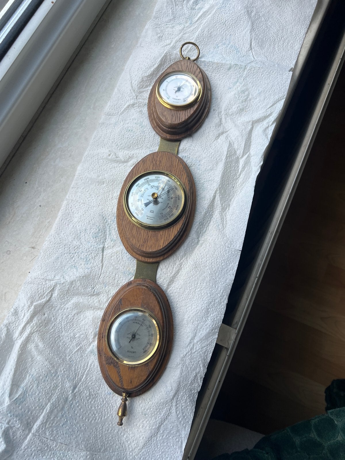 Vintage Weerstation: Barometer, Thermometer, Hygrometer, Ophalen of Verzenden, Gebruikt, Weerstation