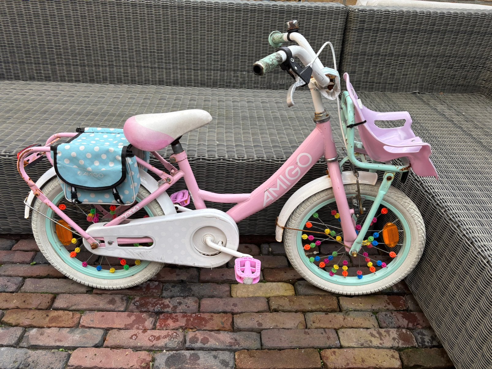Amigo Dots 16 Inch Roze Kinderfiets, Ophalen, Velgrem, Amigo Dots, 16 tot 20 inch