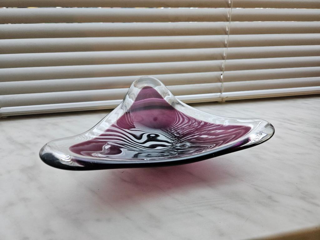 Vintage Murano glazen schaal, paars en transparant, Ophalen
