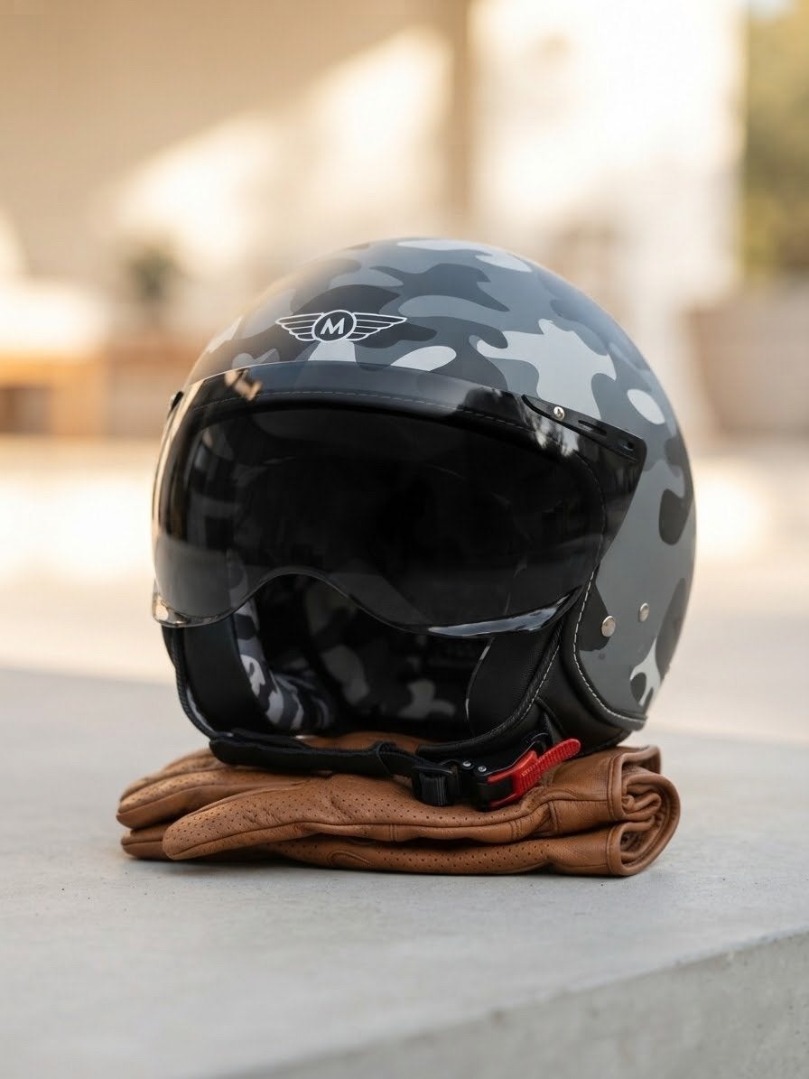 Moto Helmets Jethelm - Camouflage - Maat M, Motoren, Overige merken, M, Heren, Jethelm