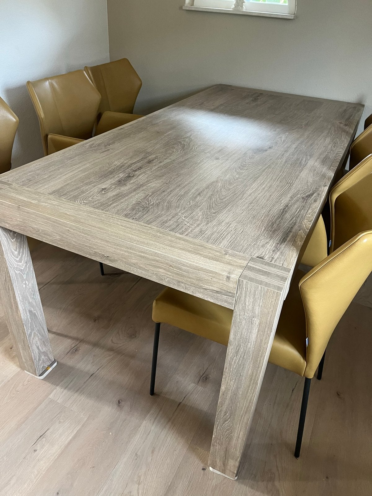 Kunststof eettafel met houtlook (1.9m x 0.9m), Ophalen, Kunststof, 50 tot 100 cm, Zo goed als nieuw