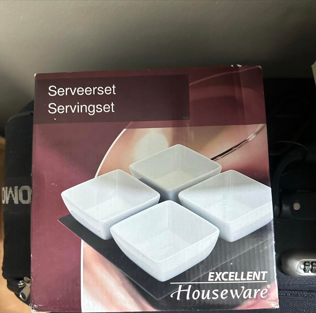 Excellent Houseware Serveerset - 4 schaaltjes, Keramiek, Nieuw, Ophalen of Verzenden, Schaal of Schalen