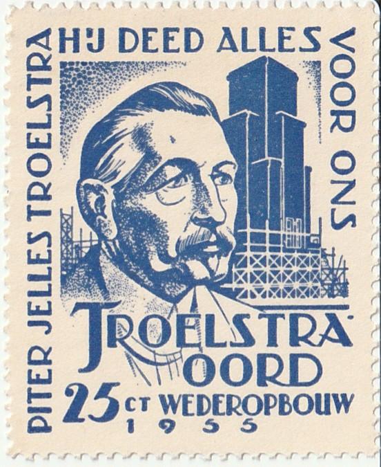 1955 PF Wederopbouw Troelstra "hij deed alles voor ons", Ophalen of Verzenden, Na 1940, Postfris