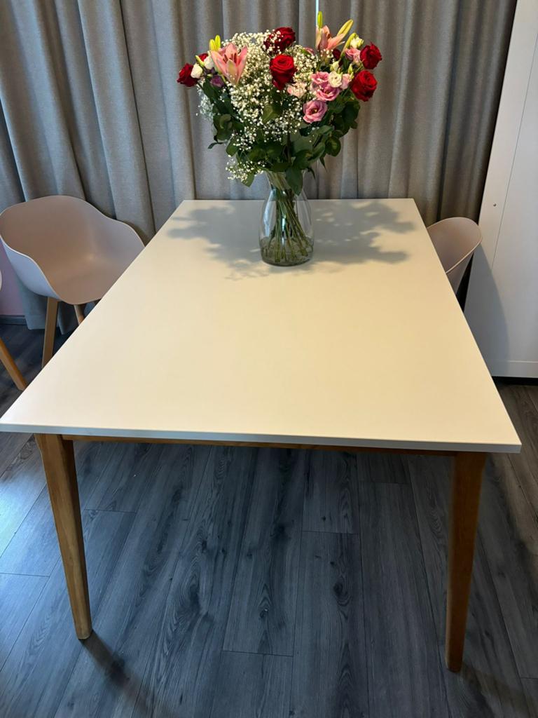 Woonexpress witte tafel - Opruiming!, Ophalen, Gebruikt, 50 tot 100 cm, 150 tot 200 cm