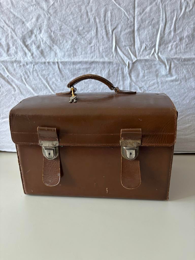 Vintage Leren Fotokoffertje ,camerakoffer, dokterskoffertje, Ophalen of Verzenden, Gebruikt, Overige typen, Overige merken