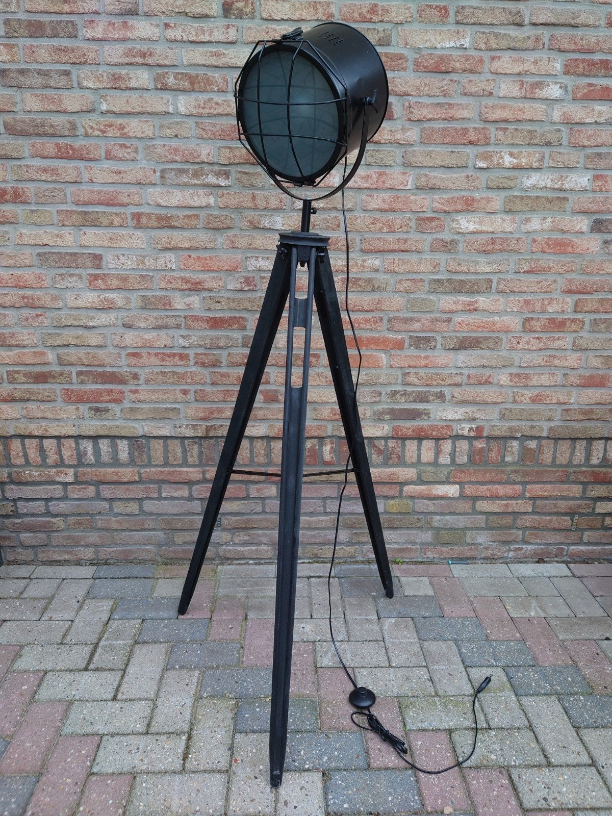 Industriële Studiolamp met Driepoot Zwart - 156cm Hoog, Ophalen