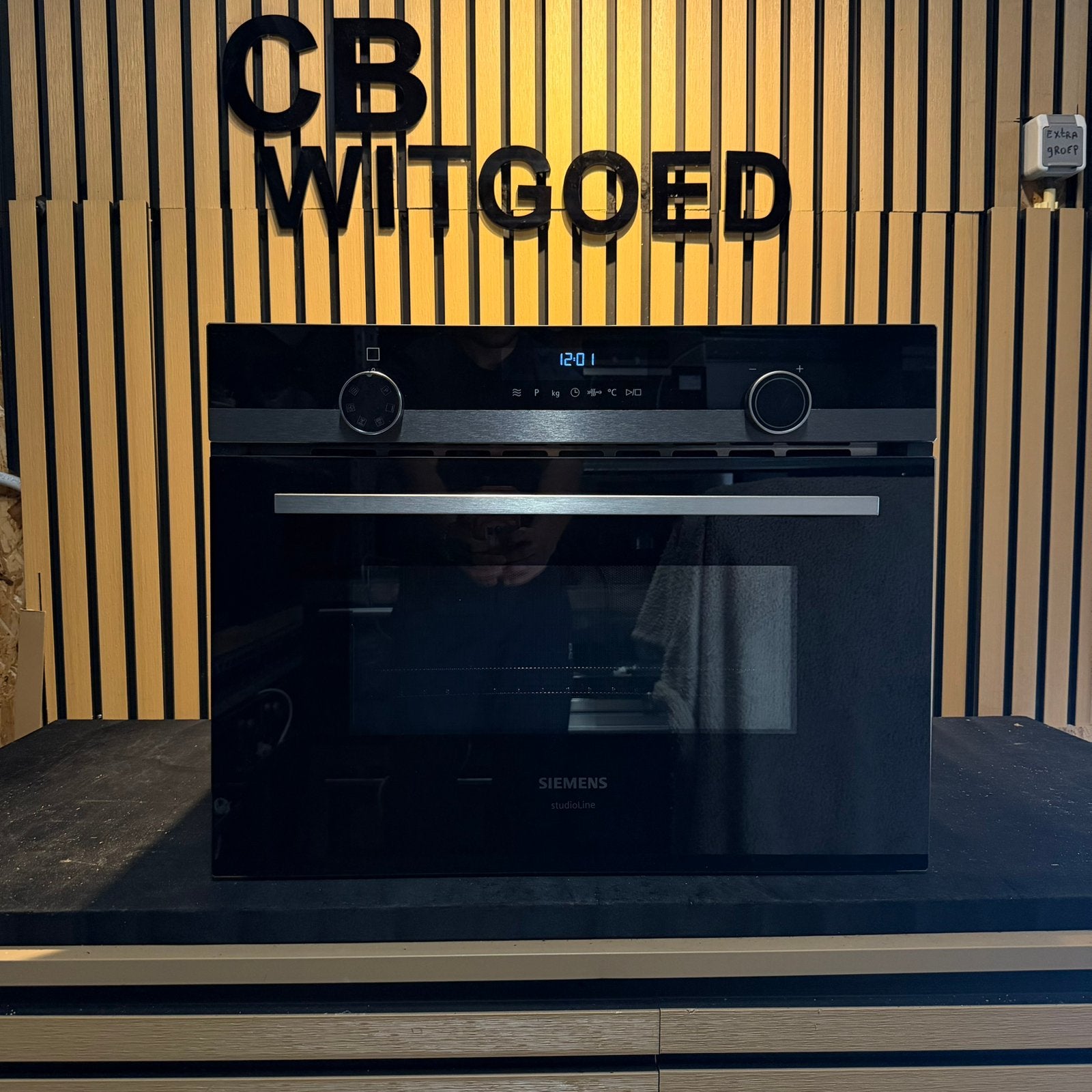 Luxe Siemens Studioline Blacksteel combi oven magnetron, Witgoed en Apparatuur, Ophalen, 45 tot 50 cm, 60 cm of meer, Siemens