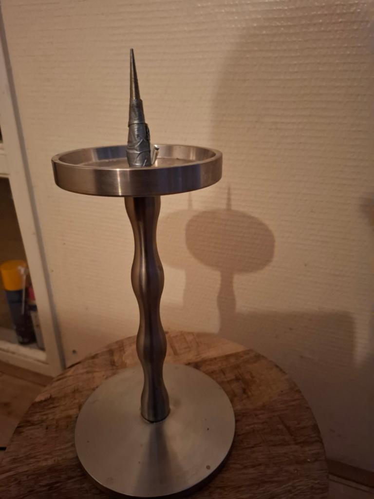 Zware kandelaar van lood en aluminium, Antiek en Kunst, Antiek | Kandelaars, Ophalen of Verzenden
