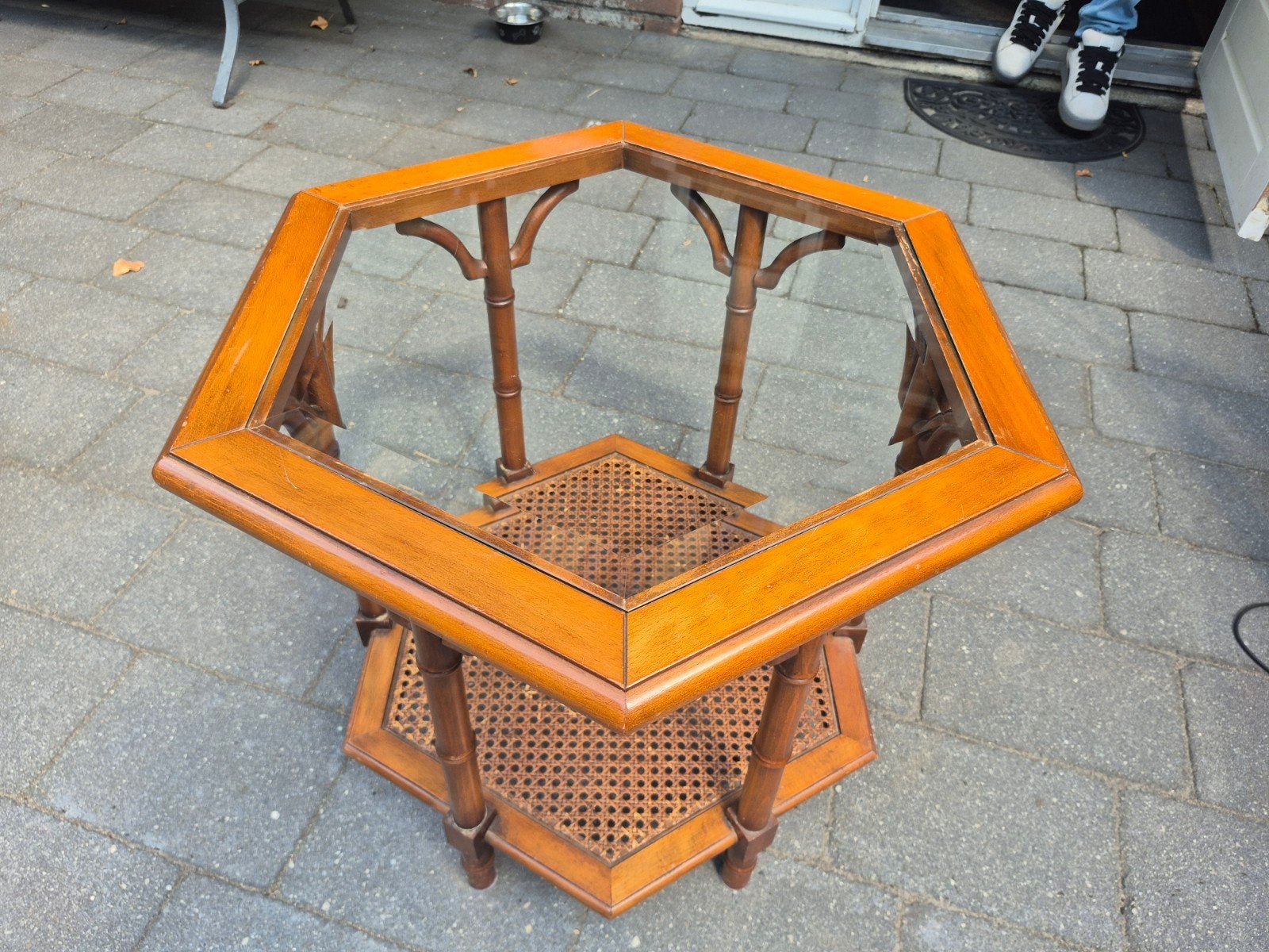 Vintage Hollywood Regency bijzettafel!, Minder dan 55 cm, Gebruikt, Overige vormen, Hout