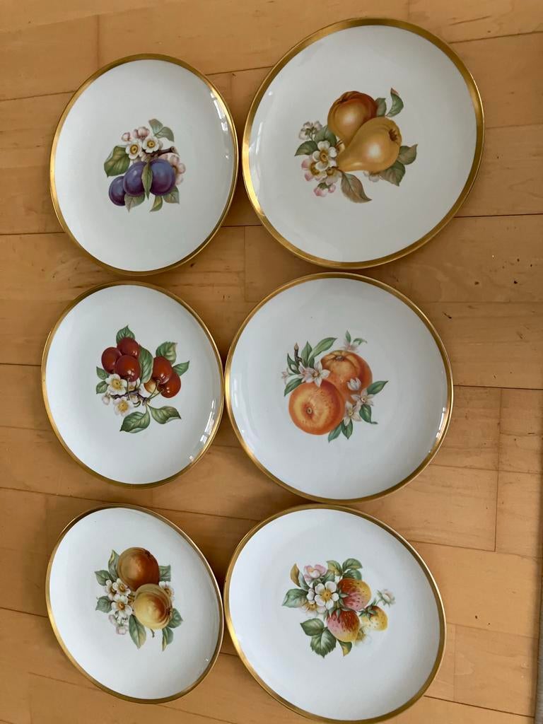 Hutschenreuther schotels met fruitmotief, 6 stuks, Antiek en Kunst, Ophalen of Verzenden
