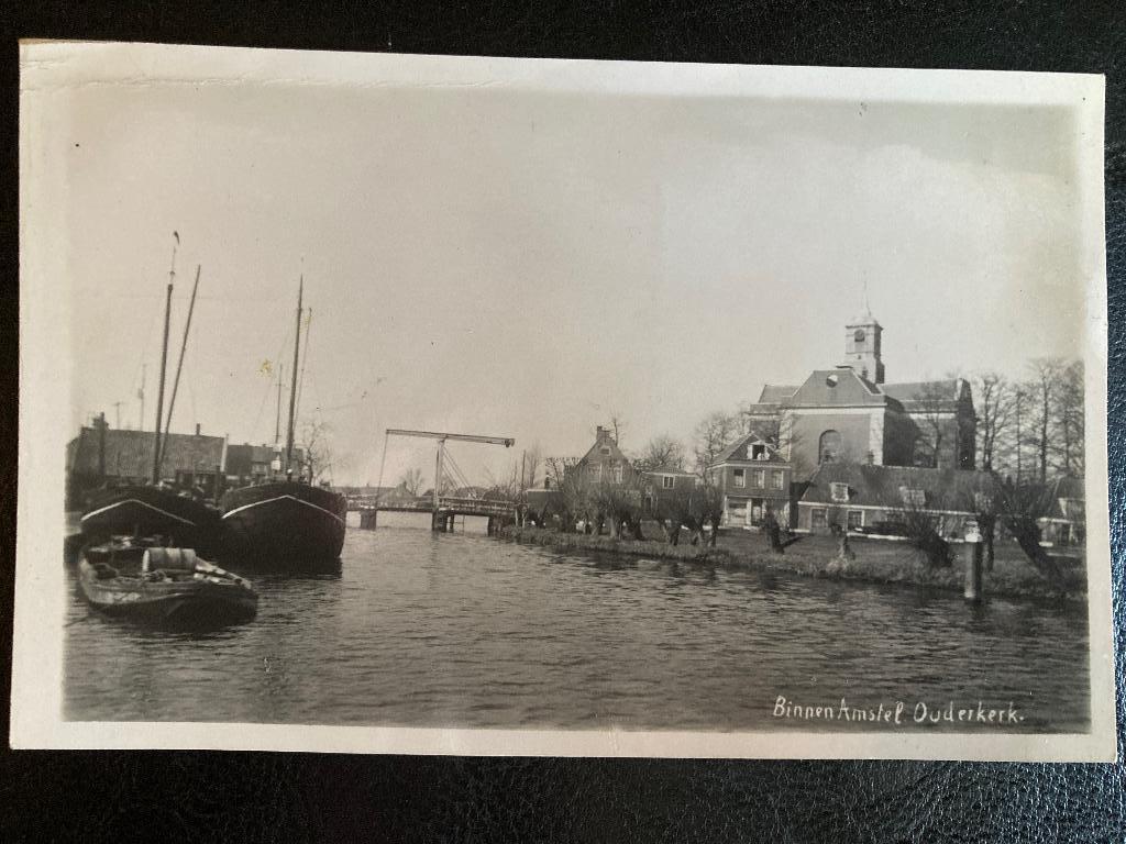 Ouderkerk a/d Amstel FOTOKAART schip, Verzamelen, Ansichtkaarten | Nederland, Verzenden, 1920 tot 1940, Ongelopen, Noord-Holland