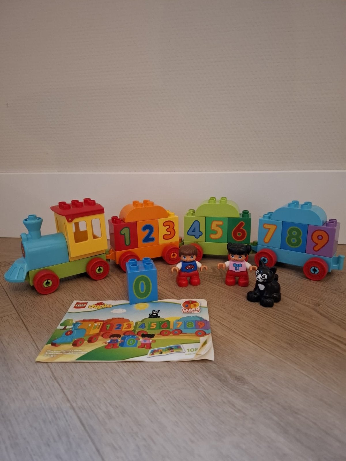 Lego Duplo Cijfertrein 10847 met figuren en kat, Overige thema's, Ophalen of Verzenden, Zo goed als nieuw, Compleet