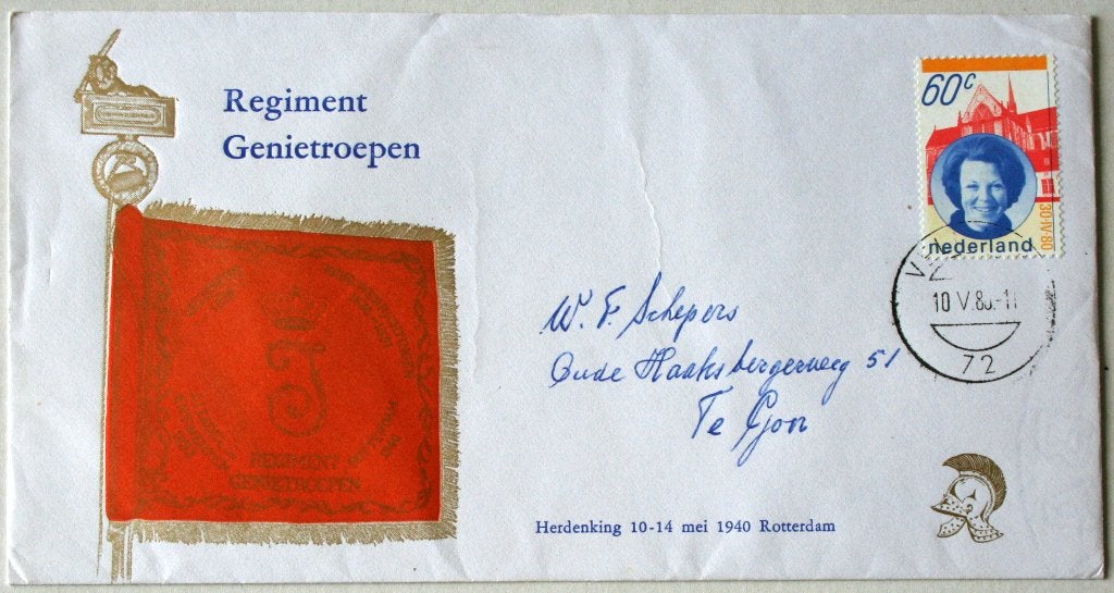 Veldpost, "Regiment Genietroepen" (herdenking 10 - 14-5-1940, Ophalen of Verzenden, Envelop