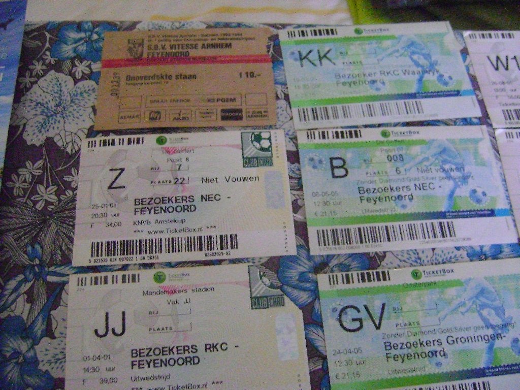 16 oude tickets Feyenoord, Ophalen of Verzenden, Gebruikt, Feyenoord
