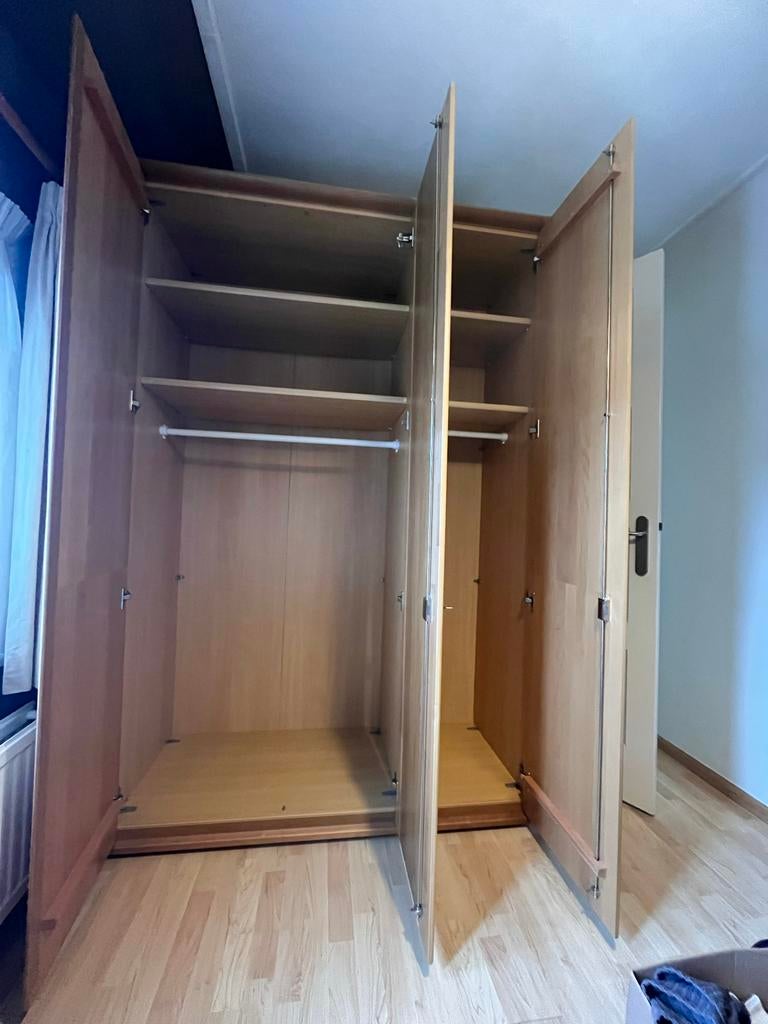Houten kledingkast met spiegeldeur, Huis en Inrichting, Kasten | Kledingkasten, Ophalen, Gebruikt, 100 tot 150 cm, 200 cm of meer
