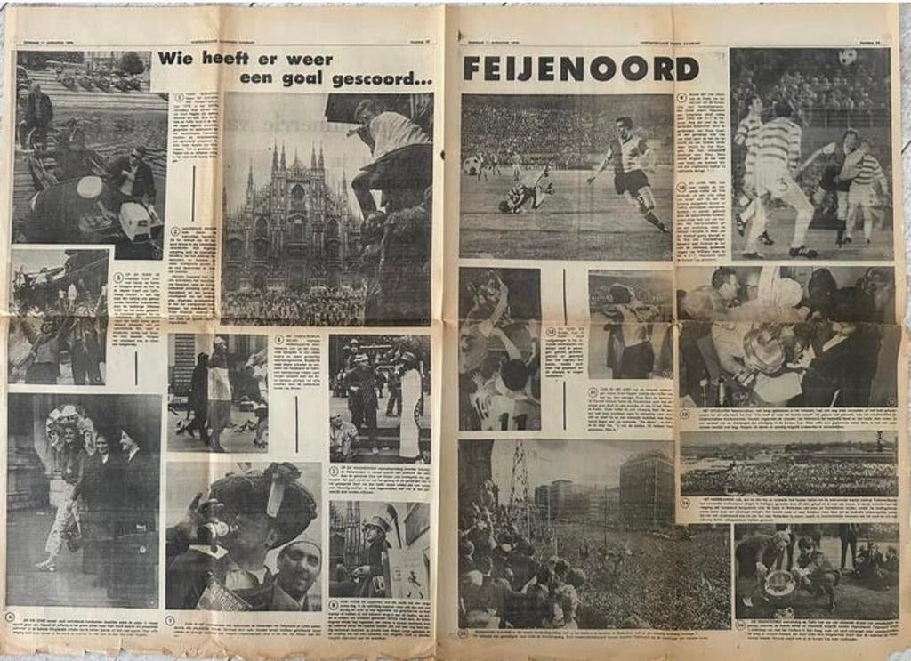 Algemeen Dagblad artikel - Feyenoord wint Europa Cup I, Verzamelen, Ophalen of Verzenden, 1960 tot 1980, Knipsel(s)