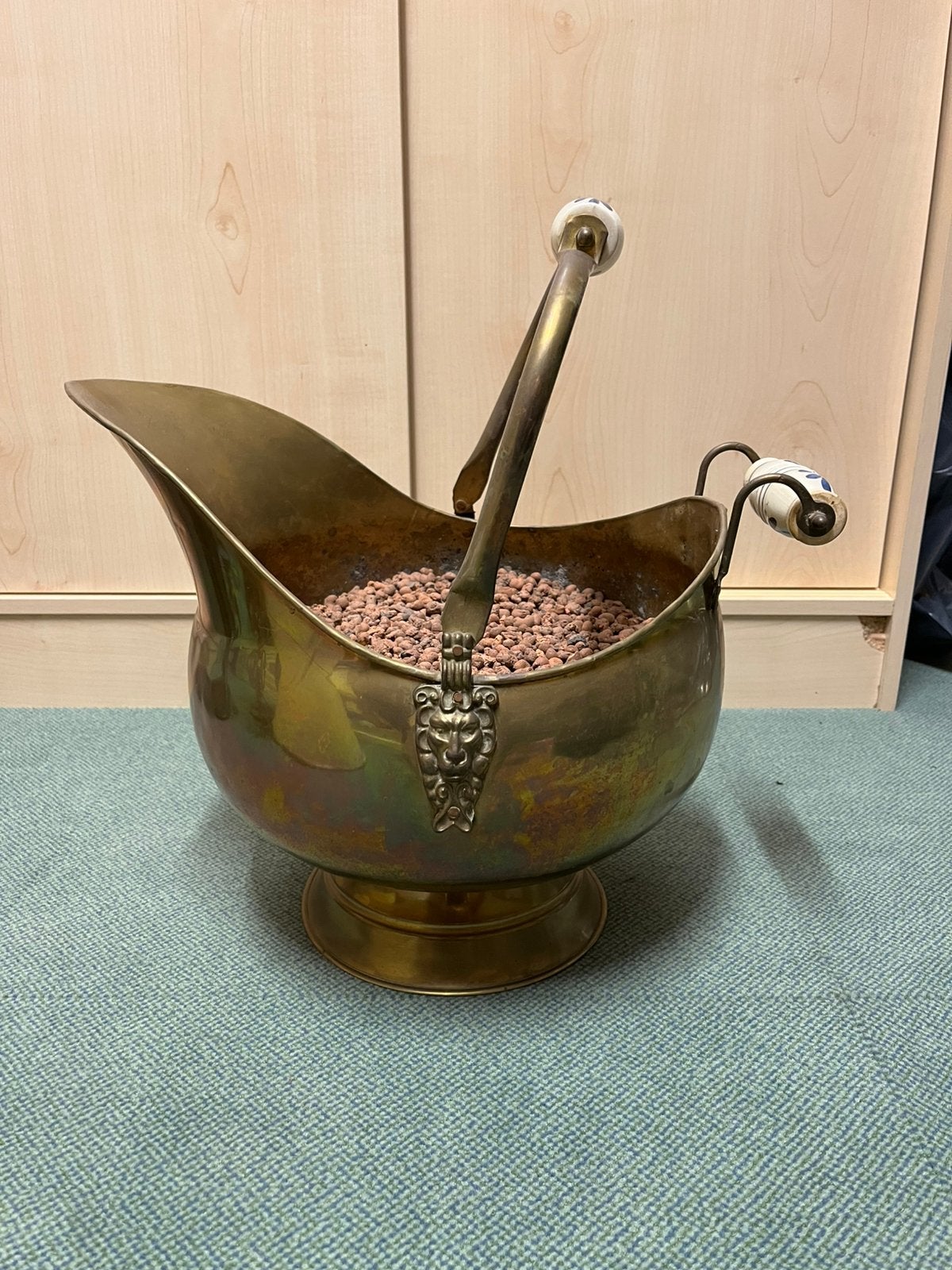 Antieke ketel kolenkit /helm kit koper delftsblauw porselein, Antiek en Kunst, Antiek | Koper en Brons, Ophalen, Koper