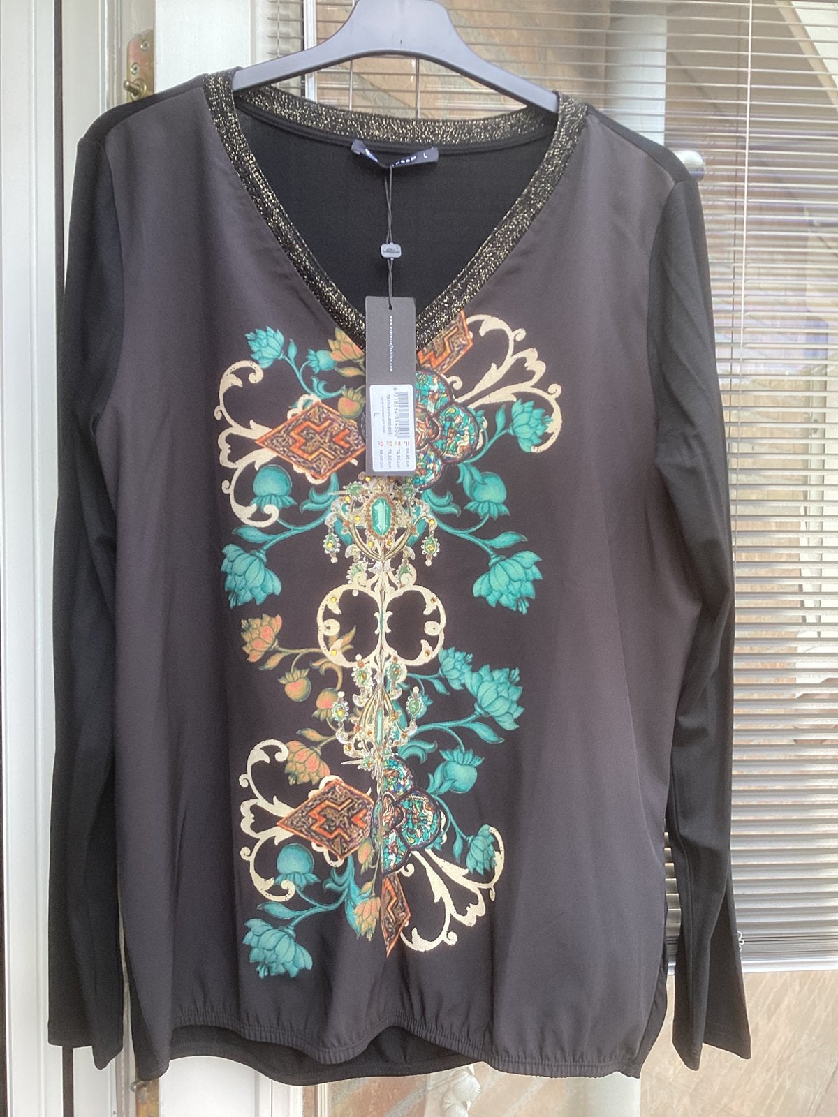 Expresso top bruin oranje goud groen, Kleding | Dames, Tops, Bruin, Maat 42/44 (L), Nieuw, Ophalen of Verzenden