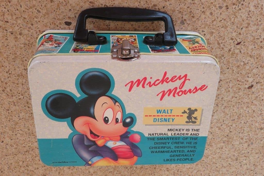 Prachtige vintage lunchbox Walt Disney Mickey Mouse blik, Ophalen of Verzenden, Mickey Mouse, Gebruikt, Overige typen