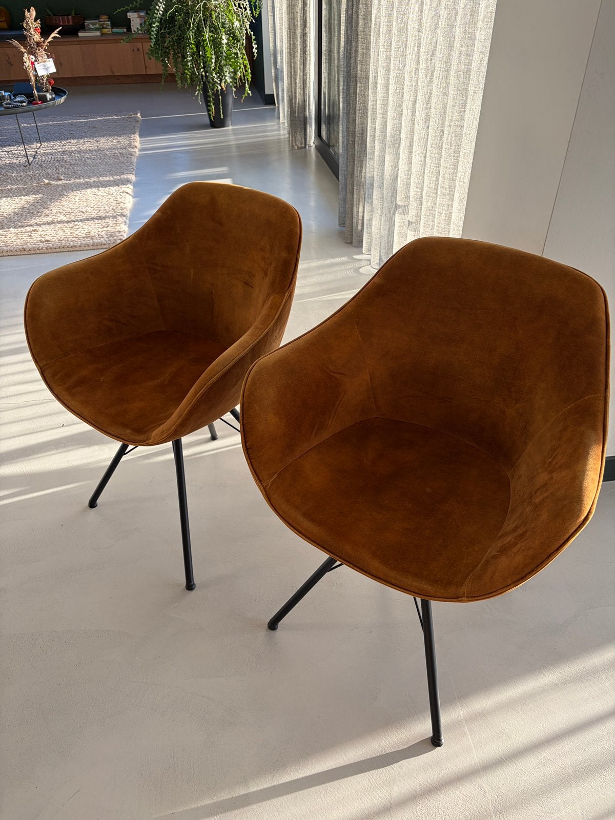 Dyyk okergele kuipstoelen eetkamerstoelen, Ophalen, Zo goed als nieuw, Twee