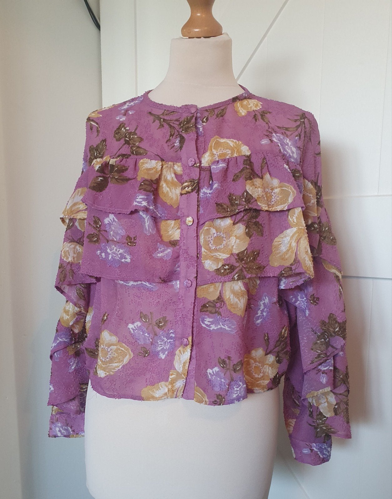 Zara Blouse met ruches en bloemenprint, Zara, Ophalen of Verzenden, Zo goed als nieuw, Maat 36 (S)