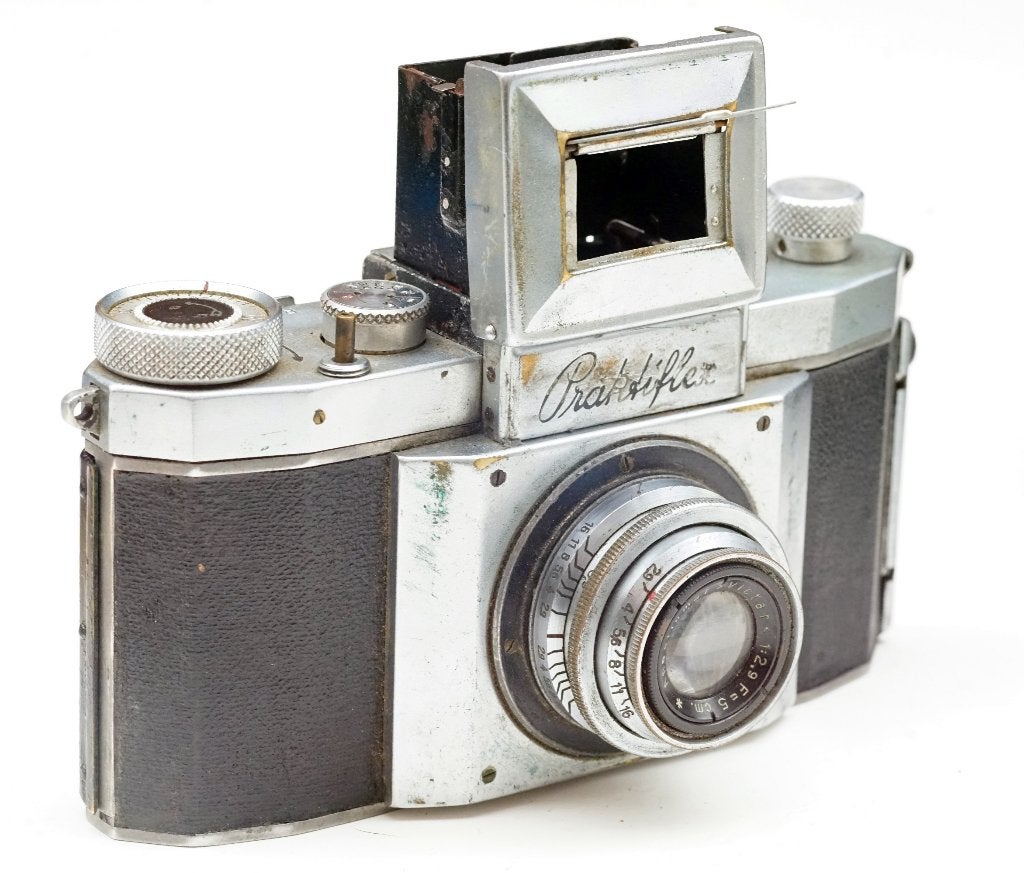 Praktiflex - (1e generatie). ca. 1939 met Victar 2.9/50mm, Audio, Tv en Foto, Ophalen of Verzenden, Compact, Overige Merken