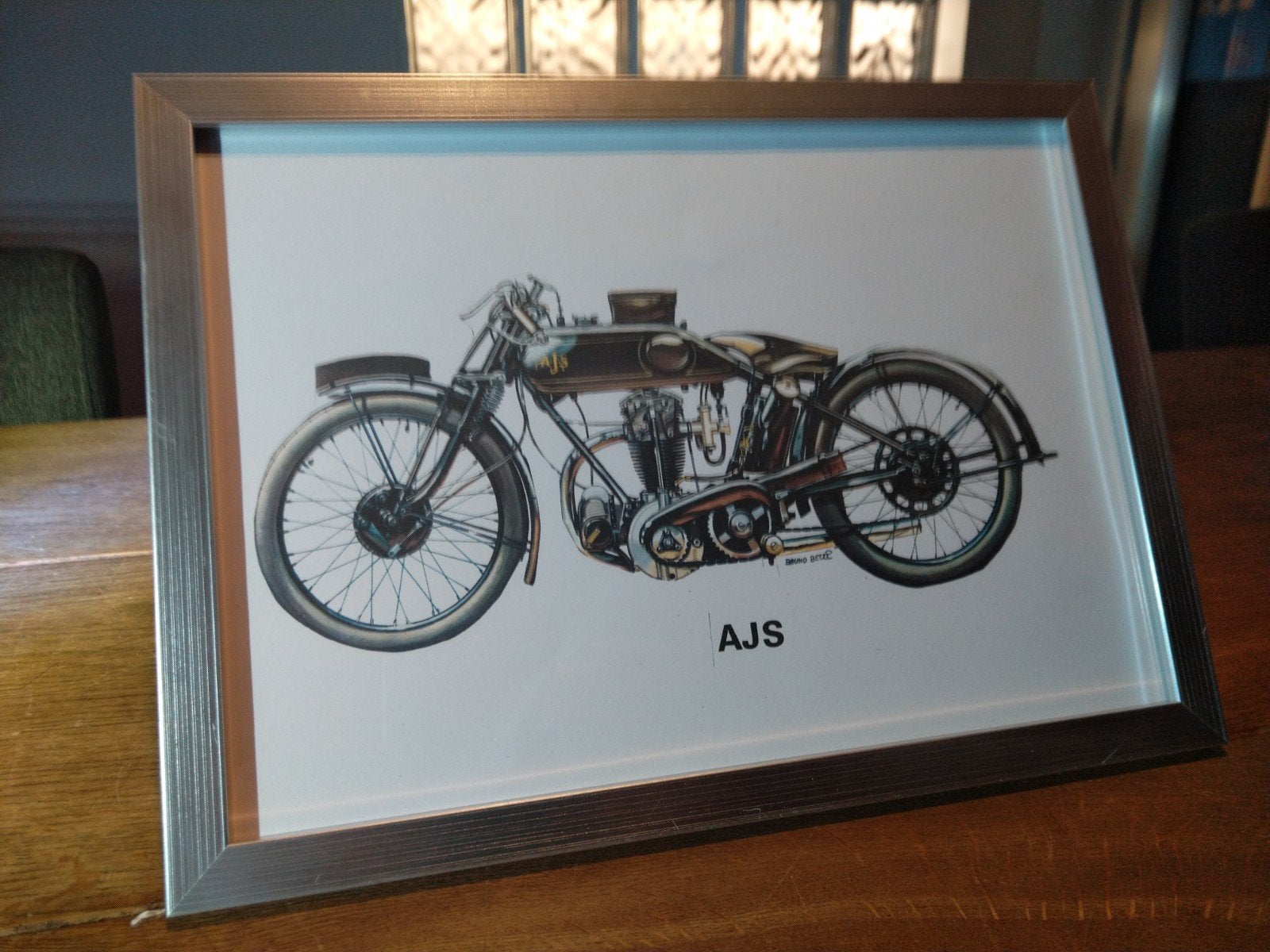 Poster AJS Big Port 349cc Racer 1923, Ophalen of Verzenden, Motoren