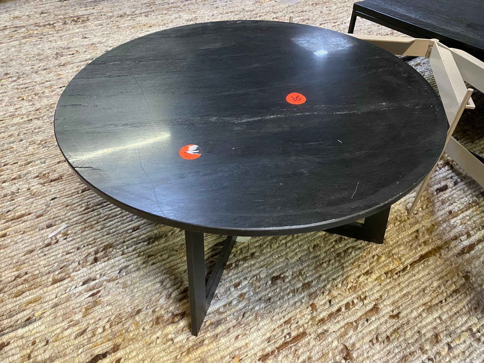 Salontafel zwart echt marmer 70cm b keuze, Ophalen, Overige materialen, 50 tot 100 cm, Rond