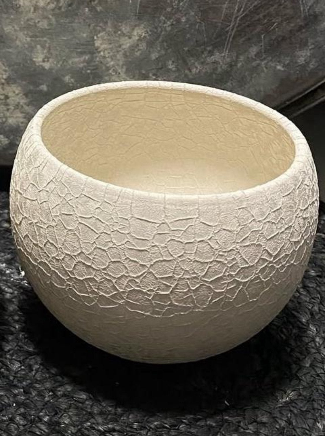 2x Nieuwe Kleine Bloempot Stone Vaas Crème Japandi Stijl, Huis en Inrichting, Woonaccessoires | Vazen, Met patroon/structuur, Beige