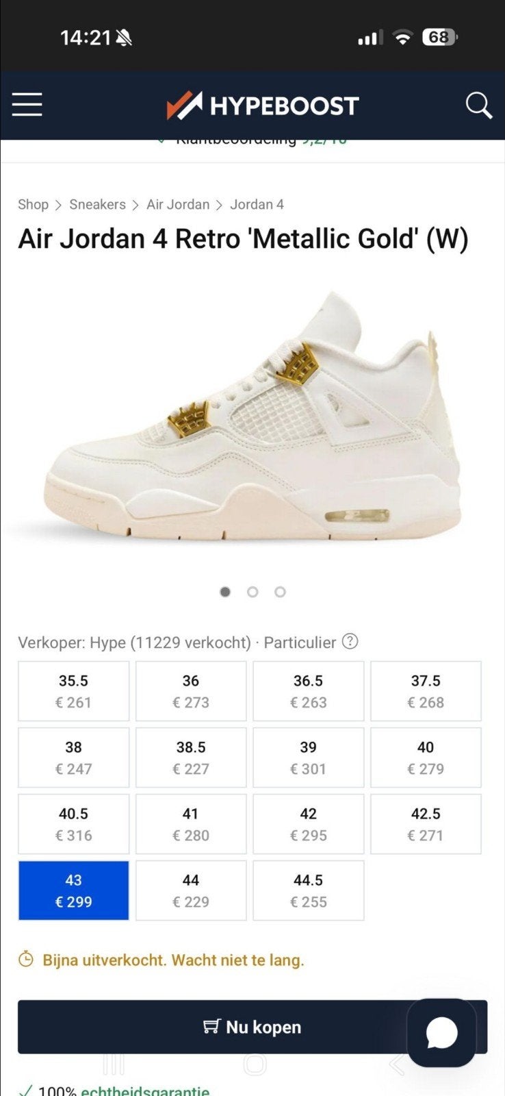 Nike jordan 4 retro, Ophalen of Verzenden, Zo goed als nieuw, Sneakers of Gympen