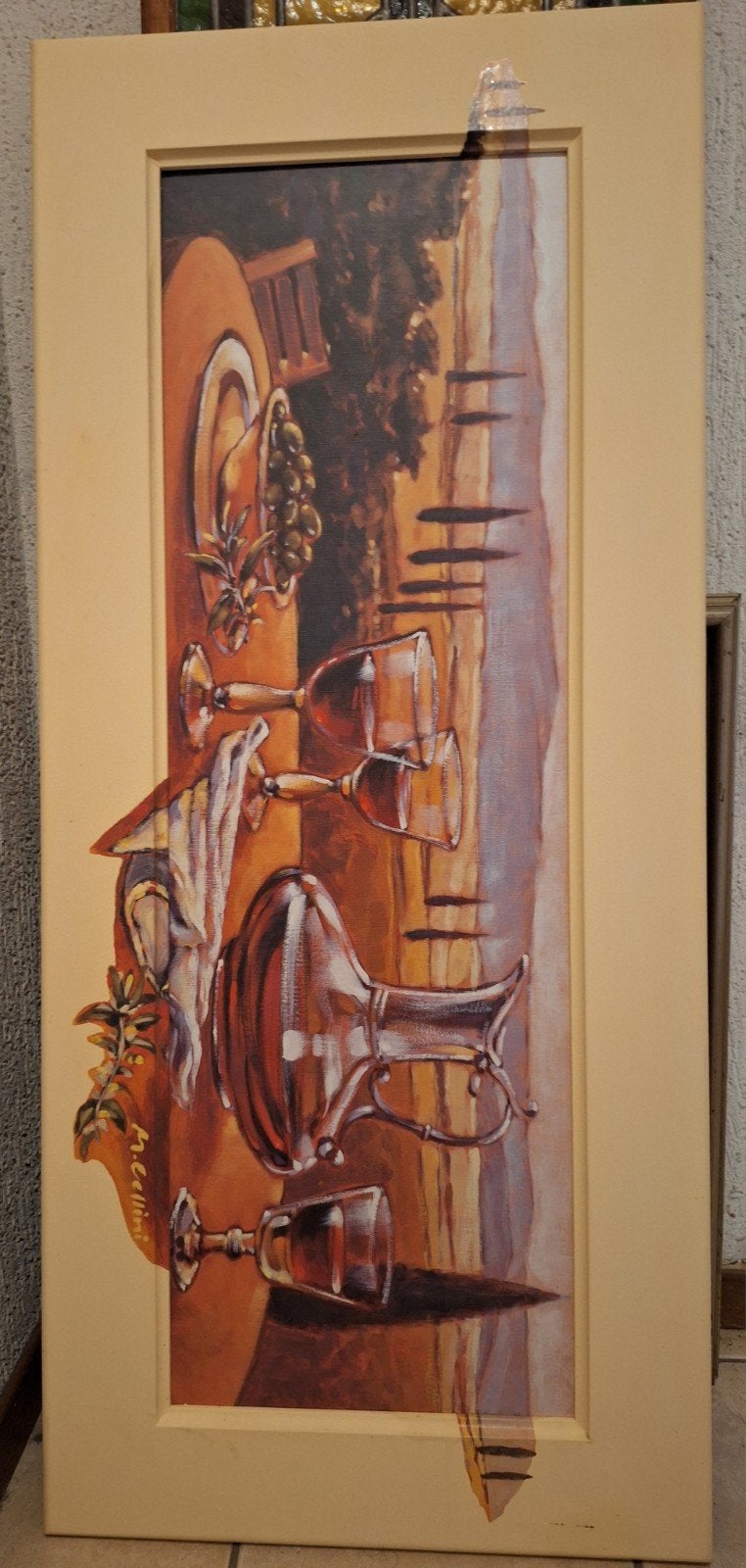 Italiaanse landschap schilderij. Lengte 1.15m ,Breedte 51cm, Ophalen, 50 – 75, Gebruikt, Schilderij