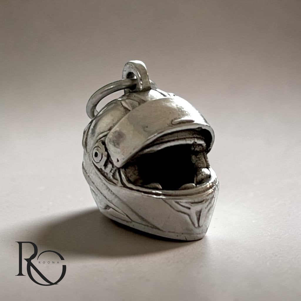 Zilveren motorhelm hanger 925 zilver – handgemaakt, Overige voorstellingen, Verzenden, Nieuw, Zilver