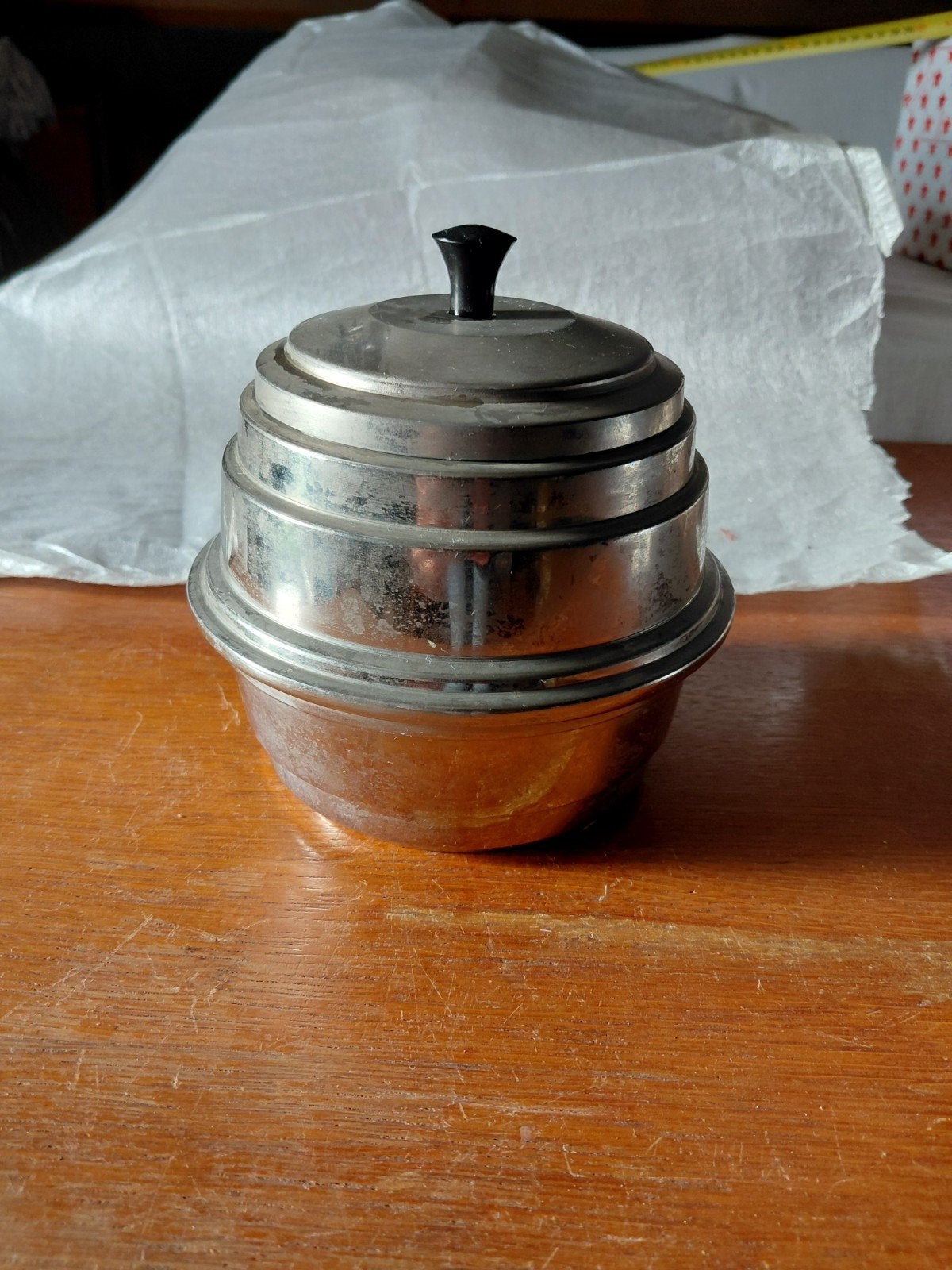 Vintage potje voor tabak van nikkel, Ophalen of Verzenden