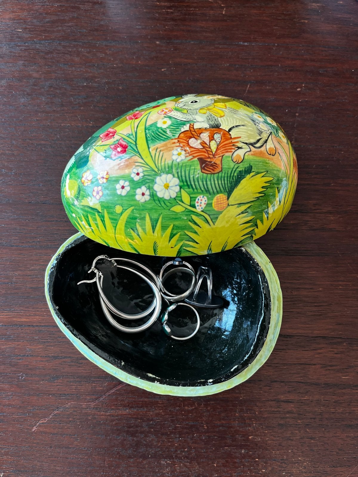 Vintage Paasei Opbergdoosje – Papier-maché / Handbeschilderd, Ophalen of Verzenden