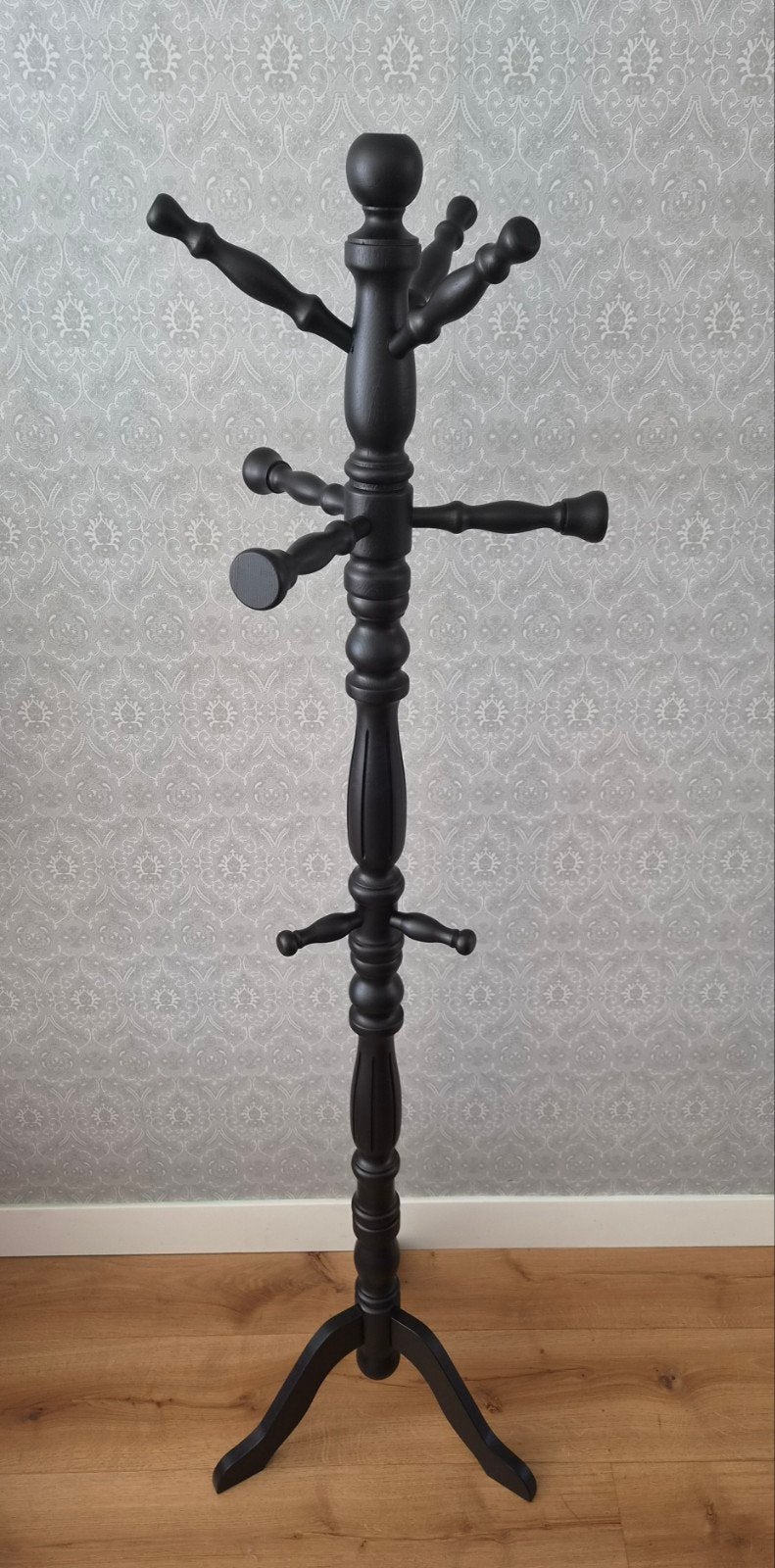 Klassieke Zwarte Staande Kapstok - Opgeknapt en erg stevig, Huis en Inrichting, Ophalen, Zo goed als nieuw, Staande kapstok, 150 tot 200 cm