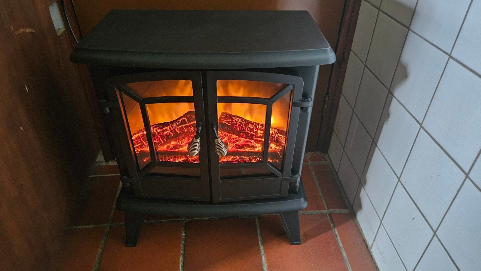 Elektrische sfeerhaard met verwarming, Ophalen, Gebruikt, Vrijstaande haard, Elektrische haard