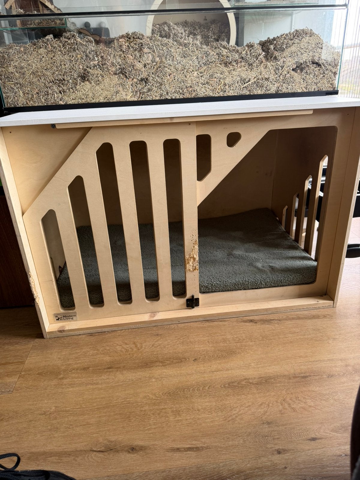 Houten hondenbench, Dieren en Toebehoren, Hondenhokken, Ophalen, Zo goed als nieuw, Minder dan 65 cm