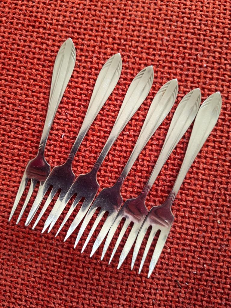 Set van 6 Gero Zilmeta gebaksvorkjes, Antiek en Kunst, Ophalen of Verzenden