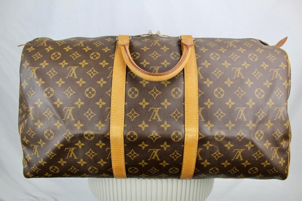 Louis Vuitton Keepall 55 - 1102, 40 tot 60 cm, 30 cm of meer, Gebruikt, Bruin