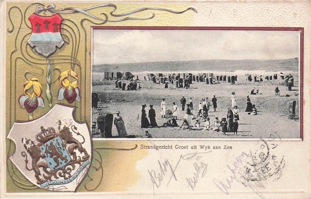 703-050-037 Strandgezicht Groet uit Wijk aan Zee, Ophalen of Verzenden, Voor 1920, Noord-Holland