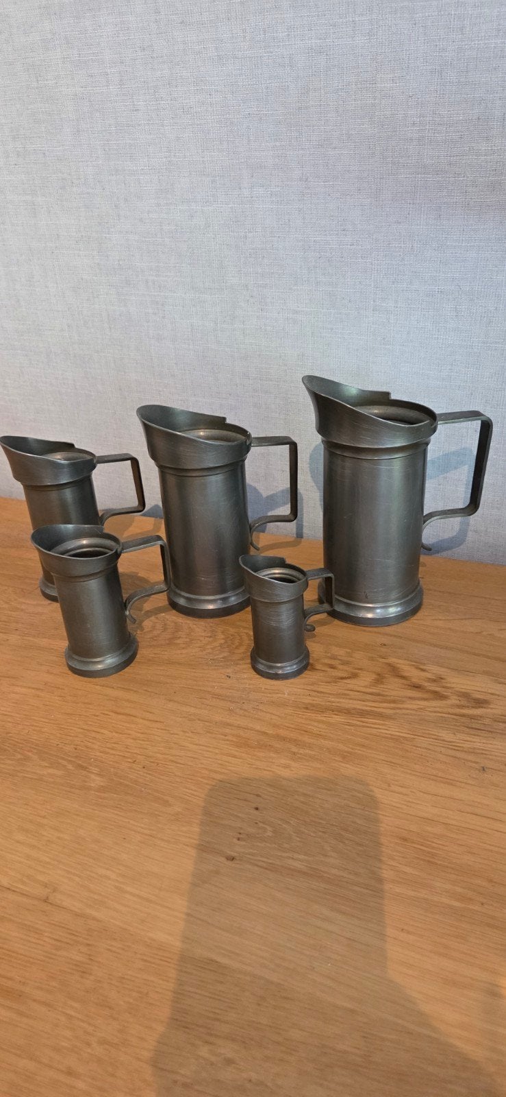 Set van 5 antieke tinnen kannen - Kurz Holland, Antiek en Kunst, Ophalen of Verzenden