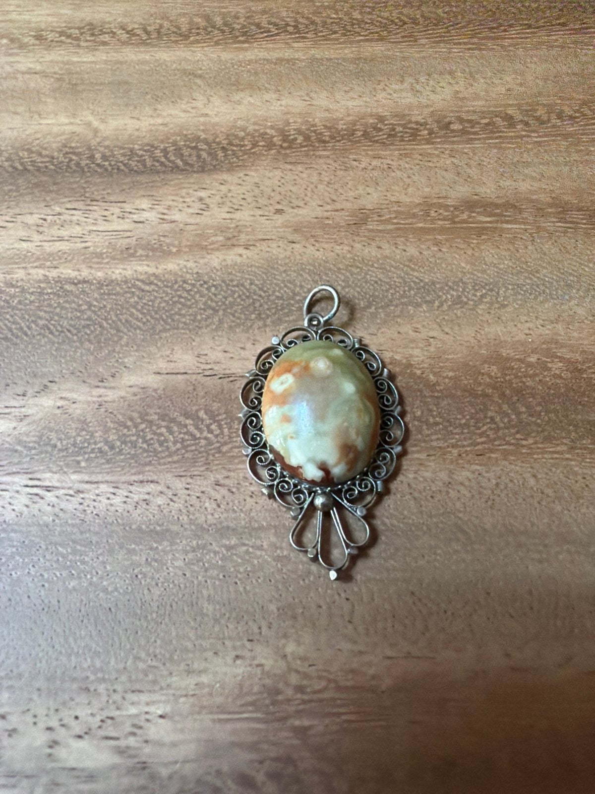Vintage Zilveren Hanger met Unieke Steen, Ophalen of Verzenden, Zilver, Hanger, Met edelsteen