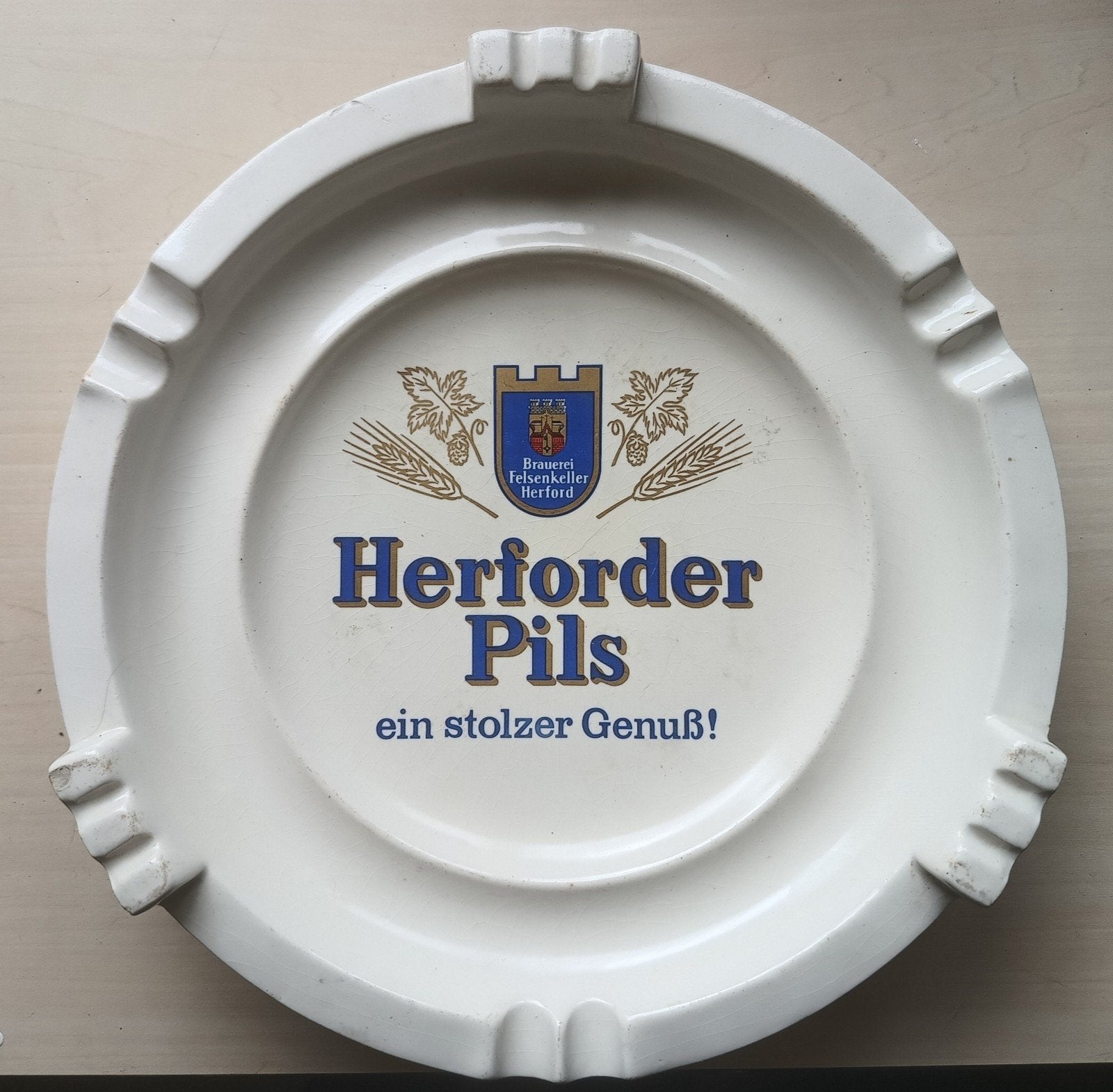 Vintage Herforder Pils asbak - Brouwerij Felsenkeller, Verzamelen, Biermerken, Overige merken, Ophalen of Verzenden